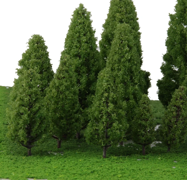 MagiDeal 20Pcs 1/50-400 Scale Plastic Tower Shaped Trees Model Train Railway Railroad Scenery Landscape for Doll House Decor 2