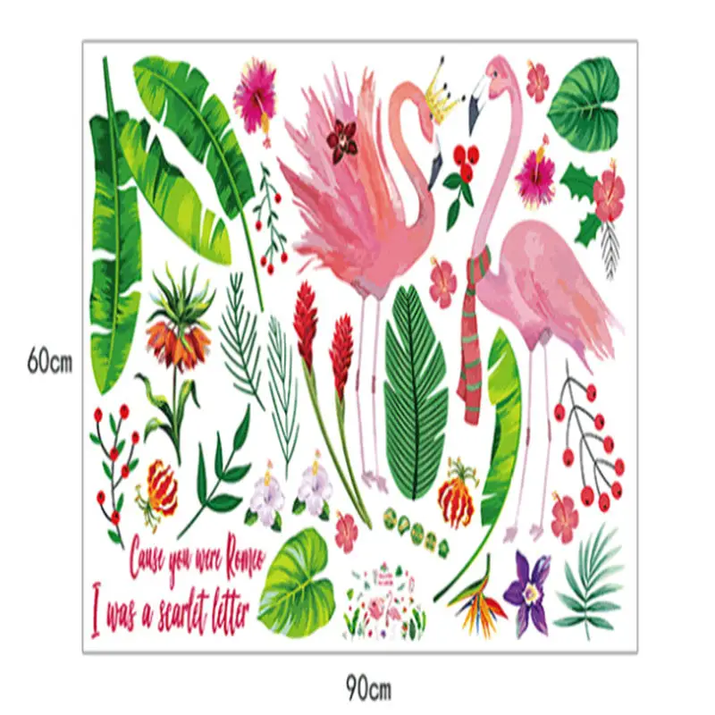 60*90 см обои с рисунком фламинго для украшения дома съемные листья наклейки на стену Единорог для Тропических Вечерние товары - Цвет: E