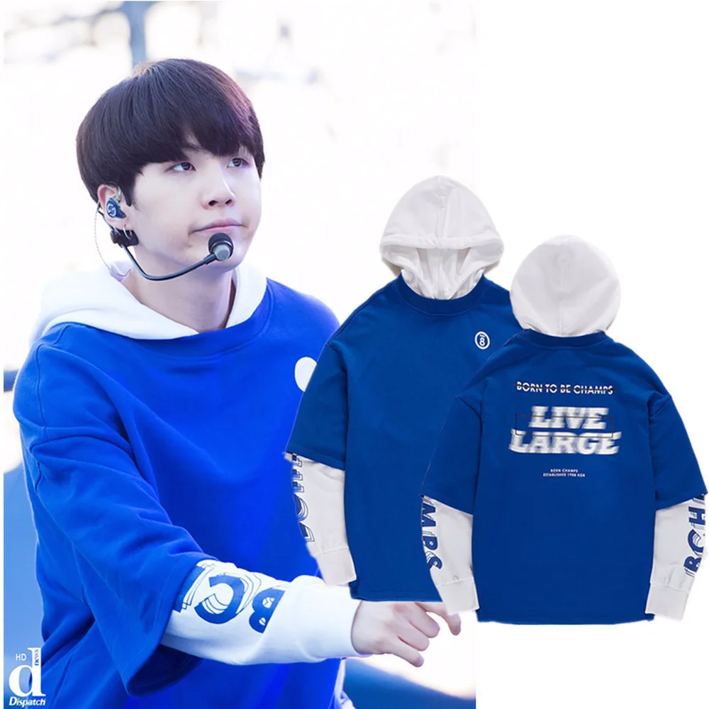 

NEW KPOP Bangtan boys suga with the same color color hooded sweater coat men and women pullover shirt