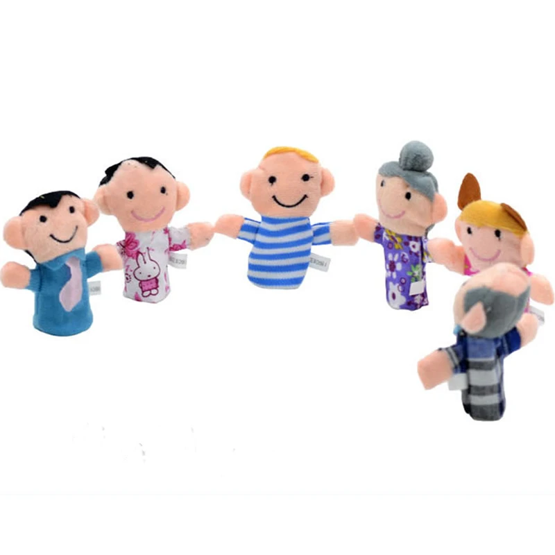 6 Stück Cartoon Familie Fingerpuppen Tuch Baby Educational Hand Story Spielzeug 