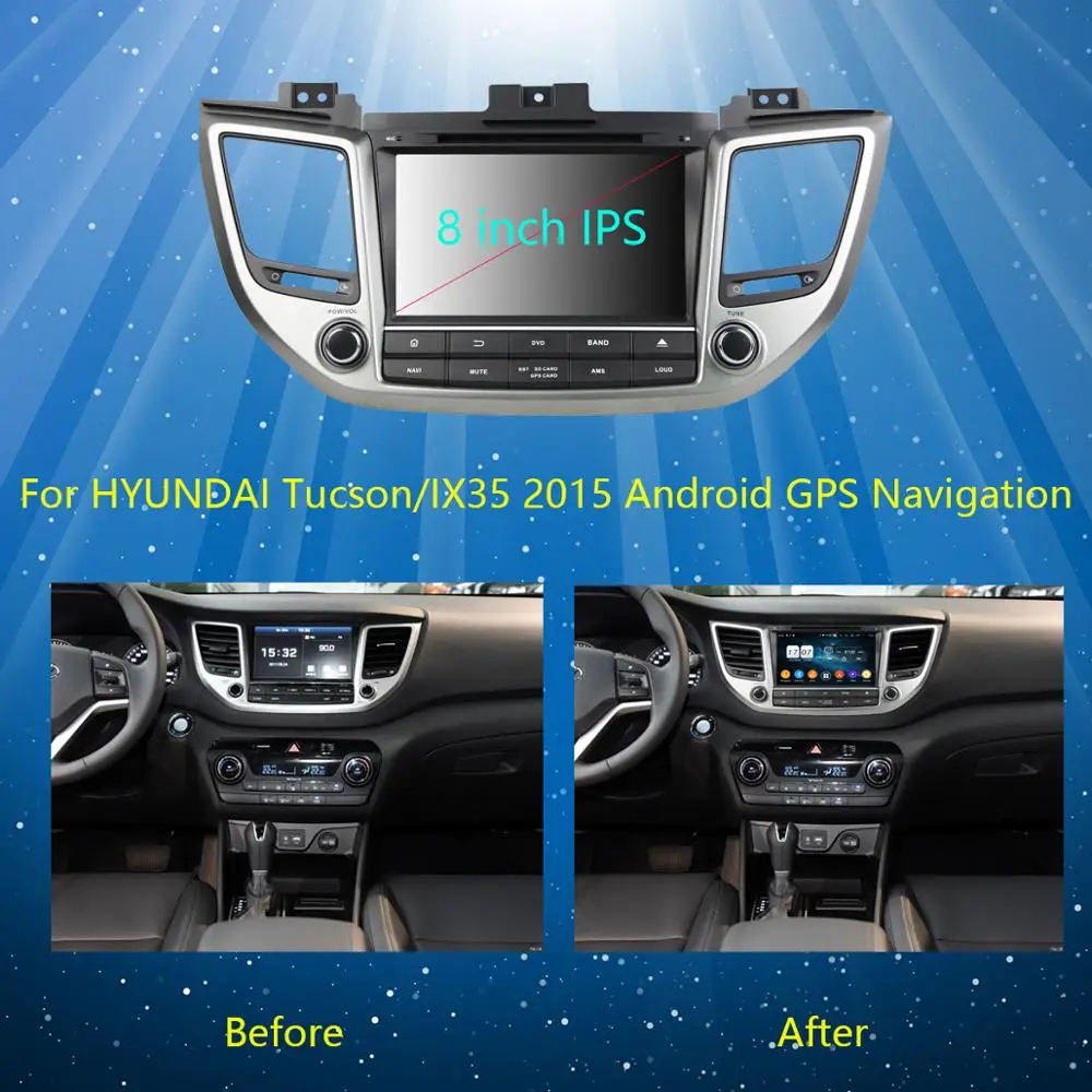 Best 8" IPS 8Core 4G RAM+64G ROM Android 9.0 Car DVD Radio GPS Navi For Hyundai TUCSON IX35 2015 2016 2017  DSP CarPlay Parrot BT 1