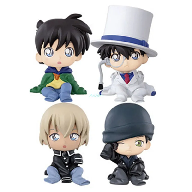 

4Pcs/set Detective Conan Child Conan Edogawa Sitting Position Jimmy Kudo PVC Action Figure Collectible Model Toy OPP 5CM B823
