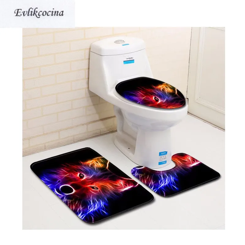 Бесплатная доставка 3 шт яркий цвет Волк Banyo Paspas ванная комната ковер туалет ванна