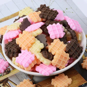 

10Pcs Kawaii Chocolate Biscuits Flat Back Resin Cabochon Artificial Fake Food Cabochons Emebellishment DIY Accessories Decor