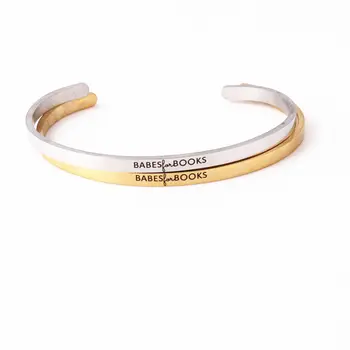 

Stainless Steel Custom Engraved Positive Inspirational Quote Bangles Cuff Mantra Bracelet Name Letters Bangles for Women Gift