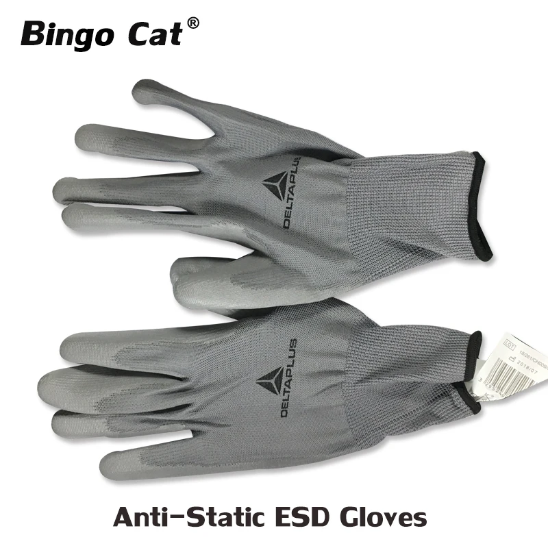 Бинго кошки 1 пара антистатические перчатки Антистатический ESD электронные рабочие перчатки с ПУ-покрытием ладонной части пальто ПК с противоскользящей подошвой для пальца