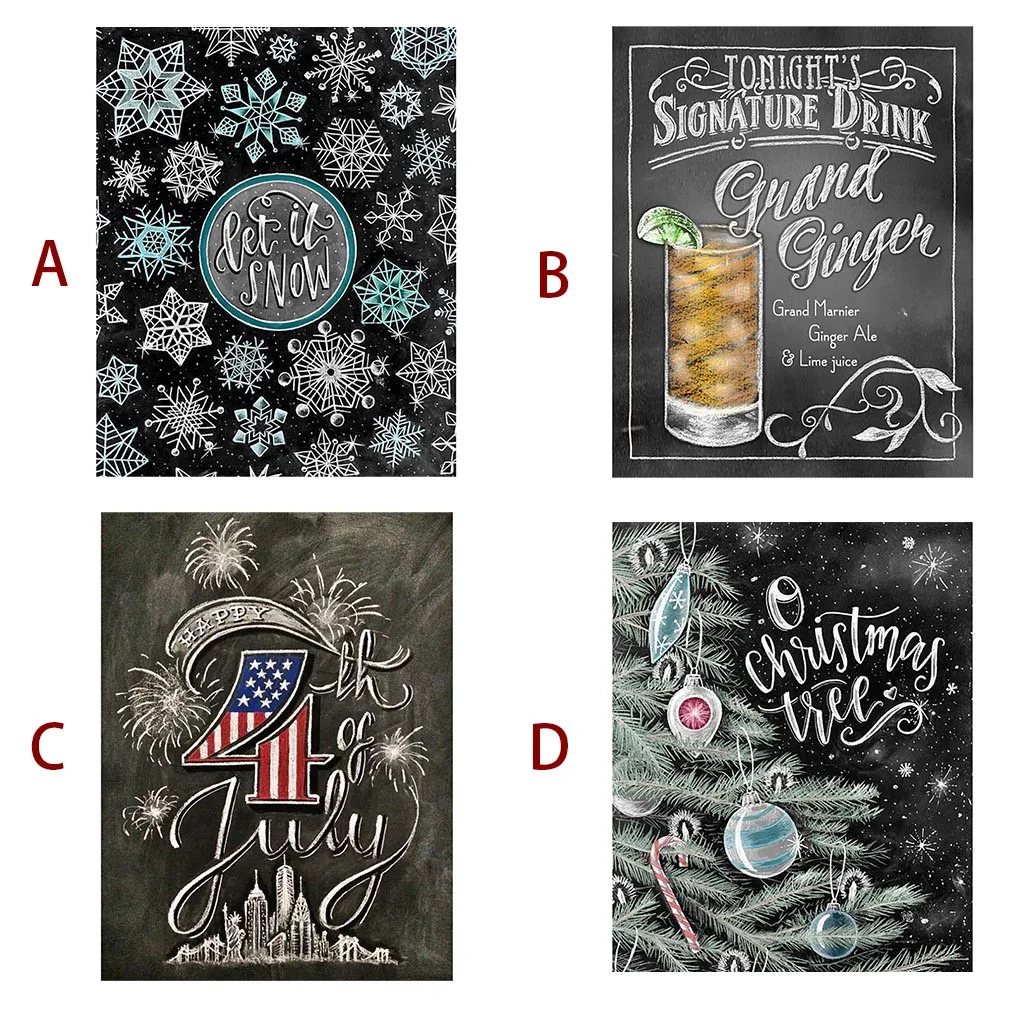 

Tonight Drink Shop Blackboark Embroidery Painting Rhinestone Pasted DIY White Snow Happy 4 OF JulyDiamond Painting Cross Stitch