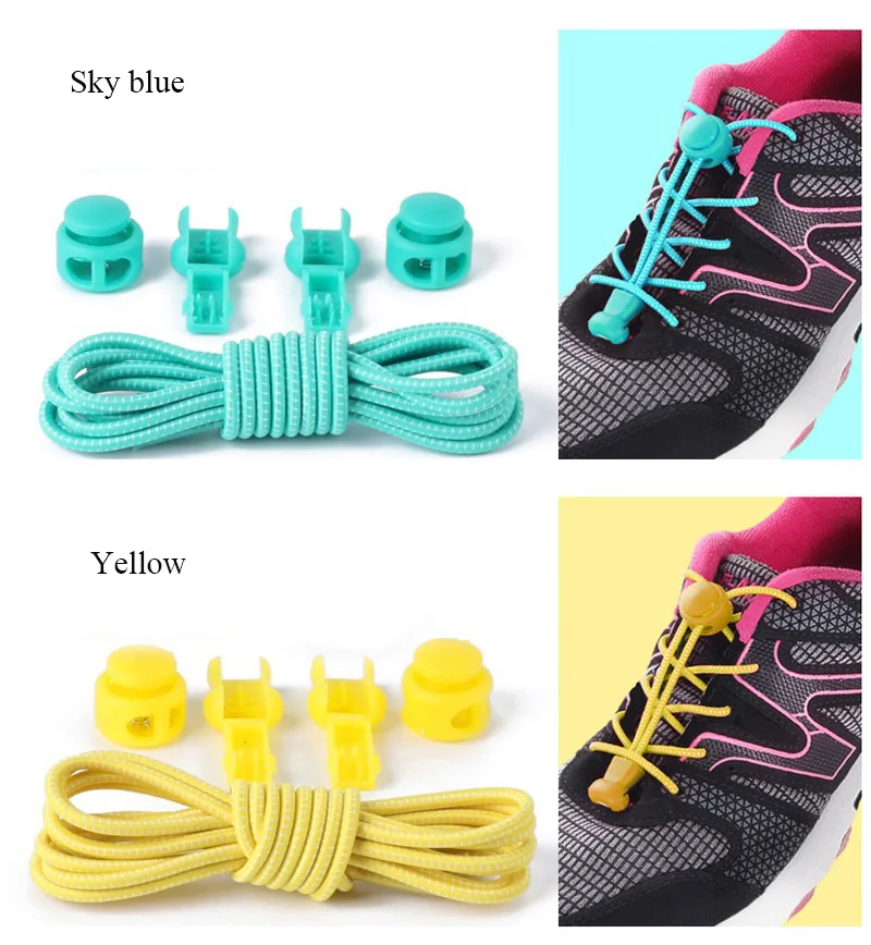 No Tie Shoelaces Stretching Lock lace Locking Shoe Laces Elastic Sneaker Chidren Shoelaces Shoestrings RunningJoggingTriathlon (30)