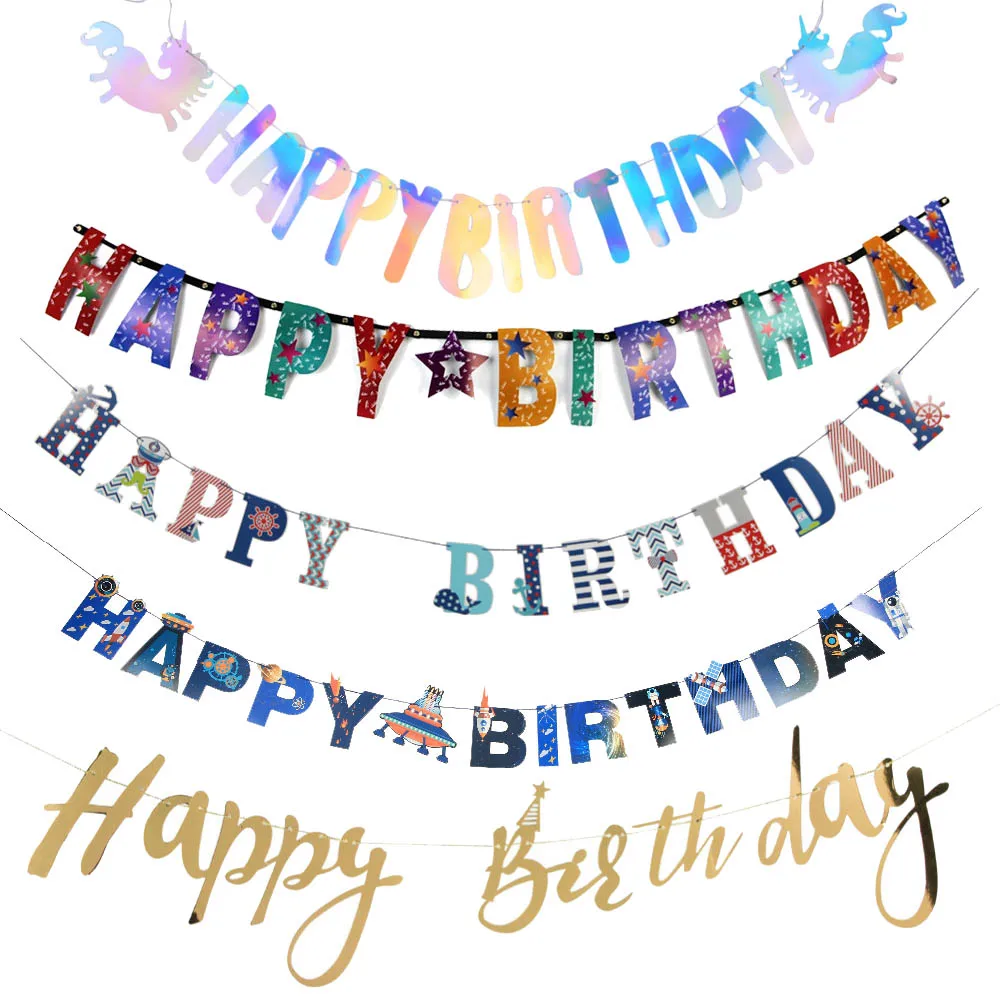 Happy Birthday Banner Decorations Unicorn Nautical Baby Shower Boy