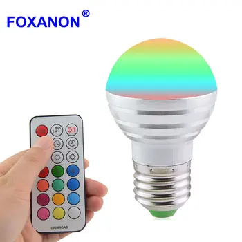 

RGBW Colorful Changeable Led Bulb E27 E14 5W Spotlight Lamp 85-265V 110v 220v Christmas Decor light +timing Remote Controller
