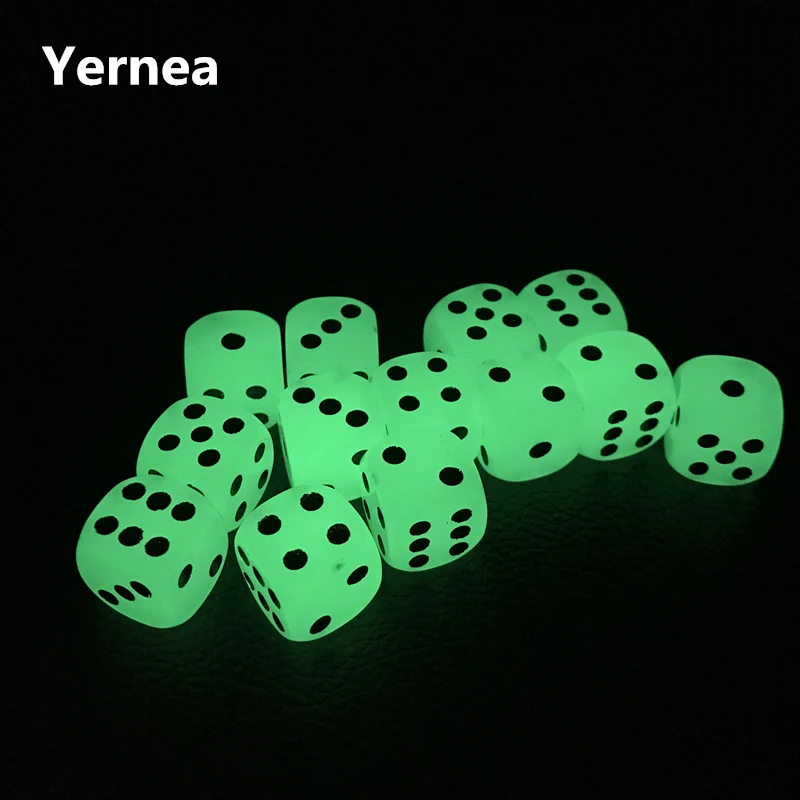 

Yernea 6Pcs/Lot 16mm Luminous Dice Rounded Corner Drinking Glowing Dice Nightclub Bars Dedicated Entertainment Dice Wholesale