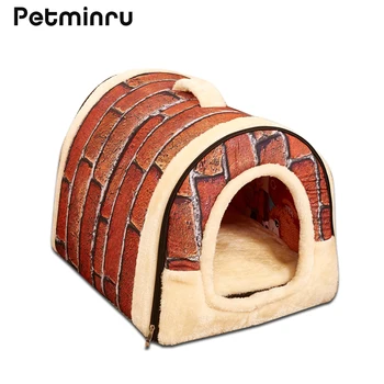 

Petminru Soft Dog House Nest Cat Rabbit Bed Pet Sofas Kennel Small Medium Dogs Travel Pet Bed Bag Warm Cushion Basket