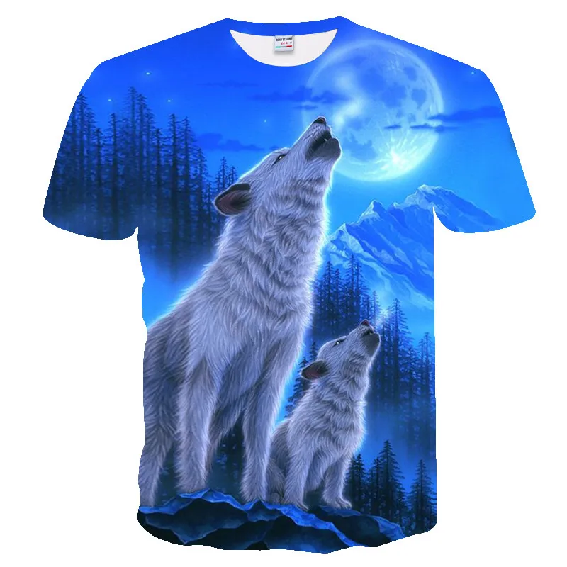 Новинка, Мужская футболка с 3D изображением волка, забавная футболка для мужчин и женщин, весенне-летняя футболка с коротким рукавом и круглым вырезом, Прямая поставка, европейский размер XXS-4XL
