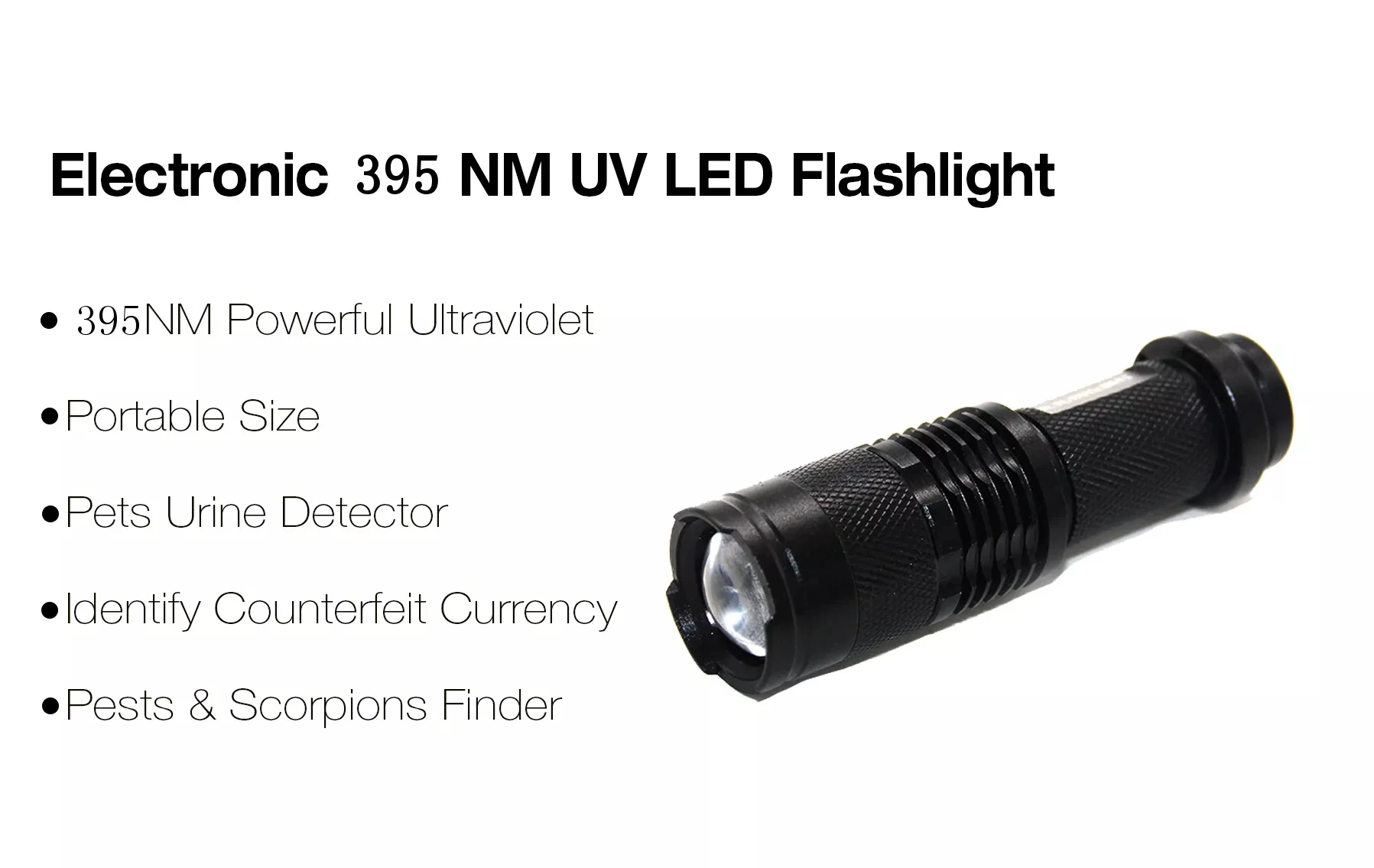 УФ-светильник-вспышка, фиолетовый светильник с функцией масштабирования, мини-УФ-черный светильник, детектор пятен в моче для домашних животных, с функцией скорпиона, с батареей AA/14500