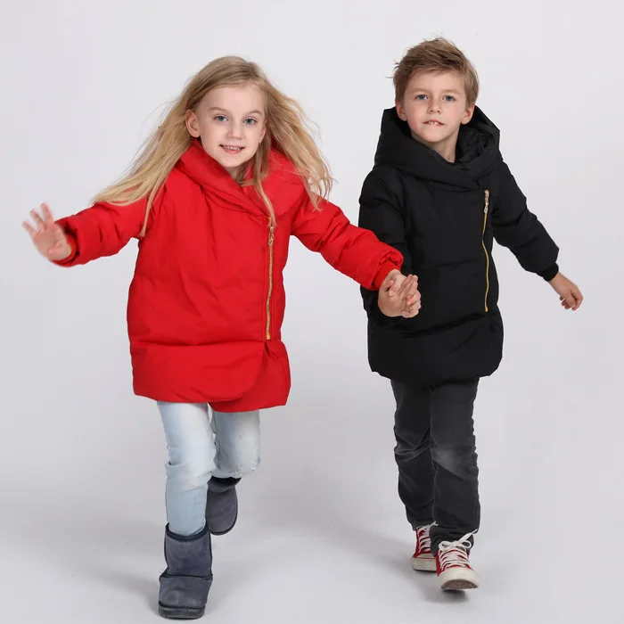 

New Children Down Coat Long Section Kids Warm Down Jacket Girls Hooded Warm Clothes Boy Winter Warm Wear V-0332