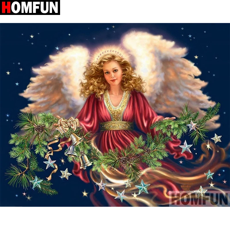 HOMFUN 5D Diamond Painting Full Square/Round &quotAngel beauty flower&quotPicture Of Rhinestone DIY Embroidery Home Decor A25893 | Дом и сад