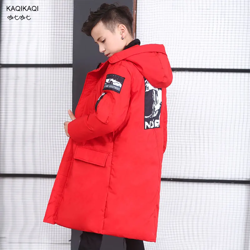 

Boys cotton long coat winter children's clothing kids cotton jacket Korean version of the big child cotton-padded coat