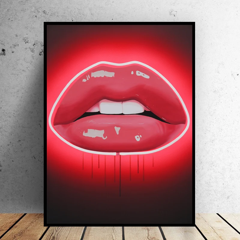 

Modern Pop Art Sexy Mouth Wall Art Canvas Painting For Living Room,Bedroom Modern Decorative Painting Wall Art Print