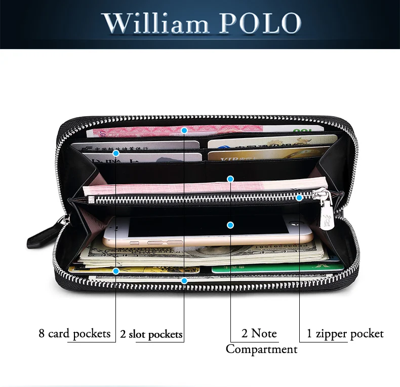 Модный кошелек от бренда WILLIAMPOLO! Горячая Распродажа! Знаменитый Роскошный Кожаный клатч на молнии из кожи, мужской кошелек PL273