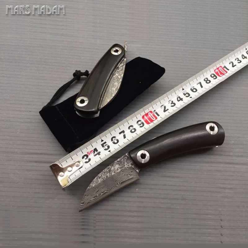 

Free shipping The sharpest Damascus Knife Tactical Folding Knife Small Survival Knives Black Wood Handle Gift knife
