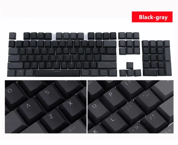 black-gray DIY геймерские игровые колпачки для клавиш 104 стандартная механическая клавиатура умная комбинация двухцветная клавиатура - Цвет: black-gray