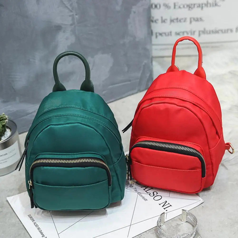 

Yfashion Korean Style Women Nylon Backpack Fashion Girl Double-Layer Mini Backpack Portable Concise Style Bag