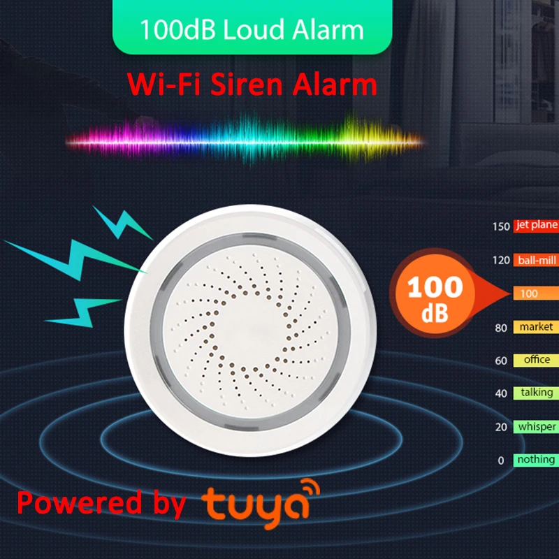 Дверной датчик Smart Life Tuya дБ сирена фотосвязь сигнализация|Сенсор и детектор| |