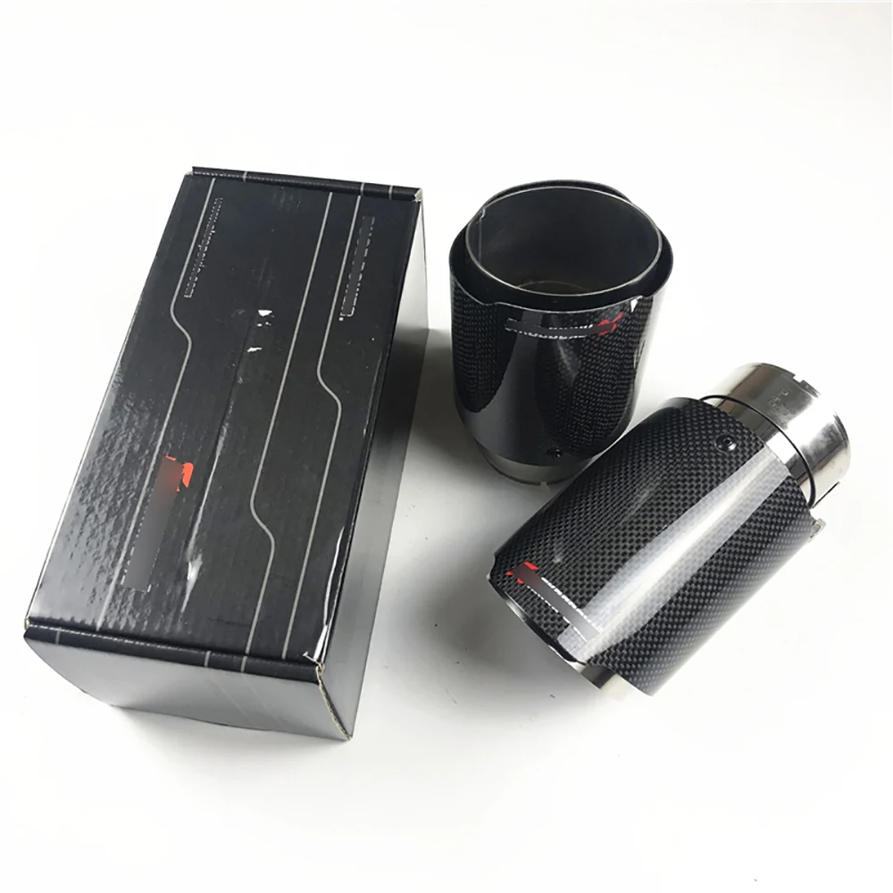 

Light Carbon Fiber 63mm Inlet Car Exhaust Tips Non-curling Edge SUV Muffler Plug-in Exhaust Pipe 76 89 101 114mm Outlet Clamp-on
