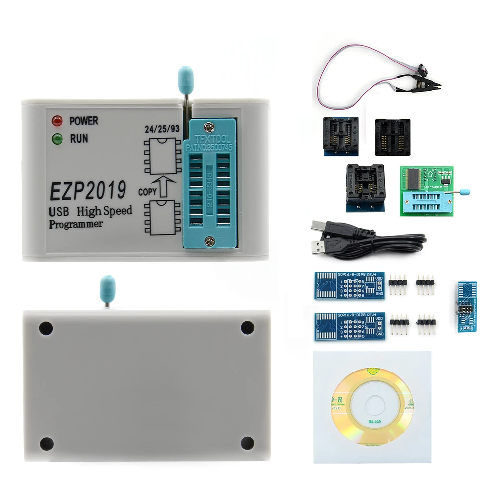 EZP высокоскоростной USB программатор EZP2019 с 12 разъемами Поддержка 24 25 26 93 EEPROM 25 флэш-чип биос поддержка WIN7 и WIN8