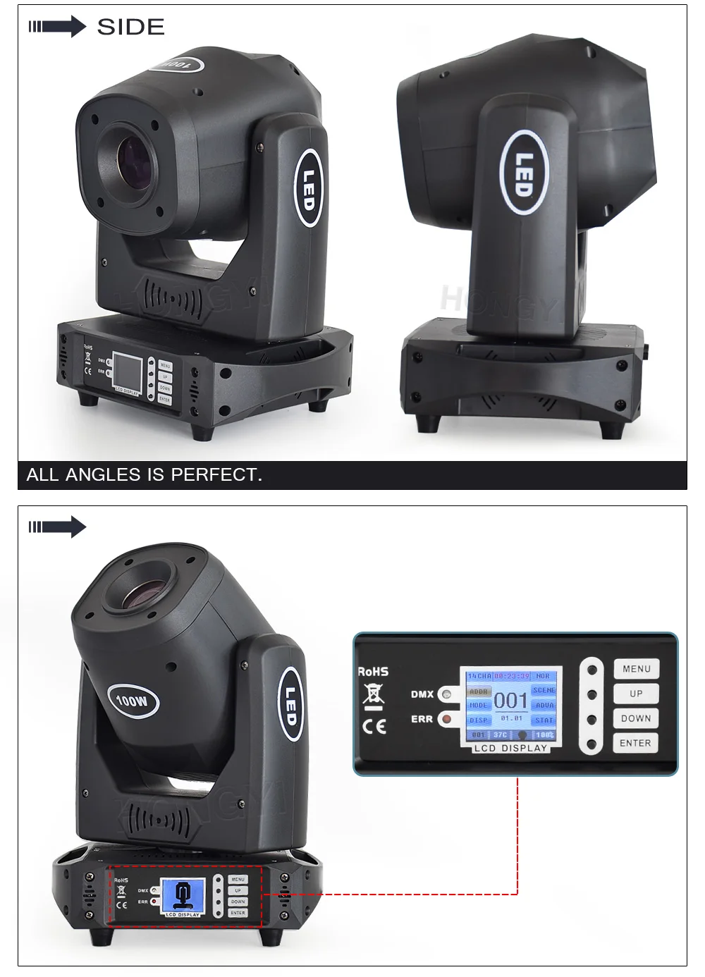 stage light moving head High brightness focus 100W gobo color with prism for DMX DJ Stage