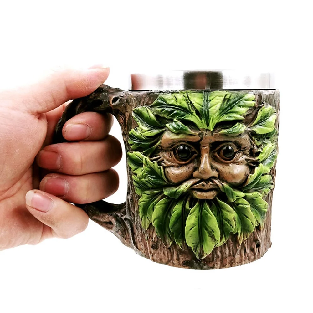 

3D Tree Man Mug Creative Drinking Cup Retro Resin Stainless Steel Lining Tea Beer Coffee Mug Christmas Party Bar Drinkware Gift