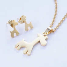 Yunkingdom милые интересные животных модные Титан Нержавеющая сталь, набор ювелирных изделий, подвеска, серьги-гвоздики Комплект сережек для женщин и девочек