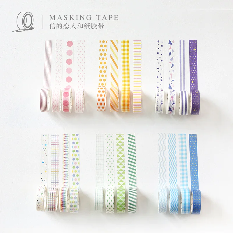 Japanese Classic 15mm Basic Series Japanese Washi Tape 24 Designs Cute Deco Masking Tapes