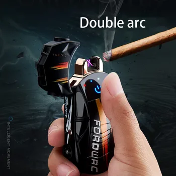 

Dual Arc Smart Touch Electronic USB Lighter Sports Car With LED lighting Plasma Lighters Windproof Arc Lighter Gadgets For Men