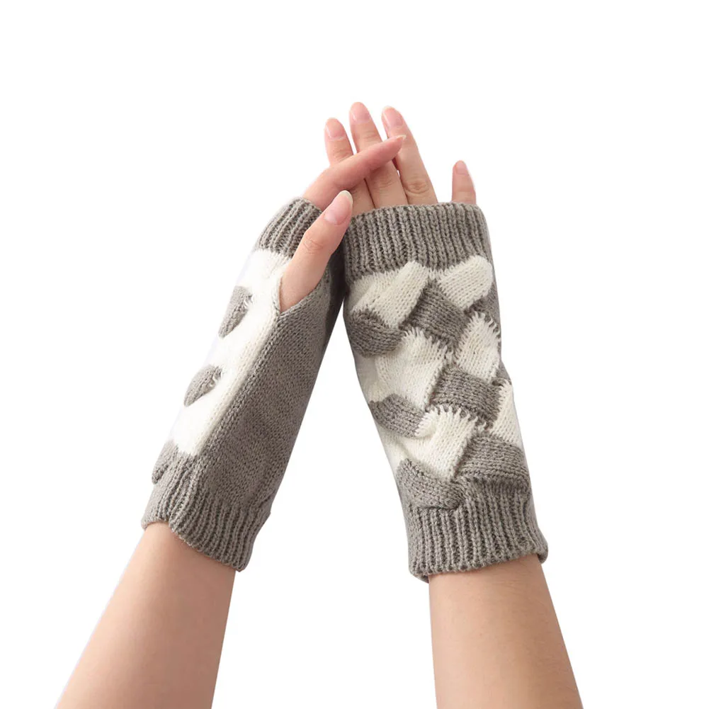 1 пара, женские перчатки без пальцев, дышащие, модные, зимние, TH36