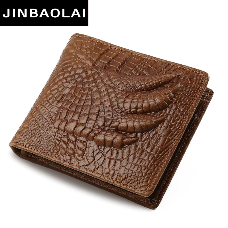 JINBAOLAI Brown Coffee Soft Genuine Cowhide Leather Bifold Wallet Men Wallets Coin Purses Credit Card Wallets billetera hombre