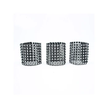 

50 Pcs\lot Handmade Black Eco-Friendly Napkin Ring Plastic Rhinestone Wrap Napkin Buckle For Wedding Home Hotel Table Decoration