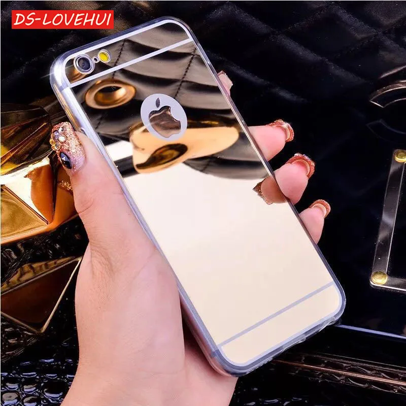 DS-LOVEHUI Mirror Luxury Phone Cases For iPhone 6 Case 6s Plus Lady make up Cover for 7 8 X 5 5s Capa |