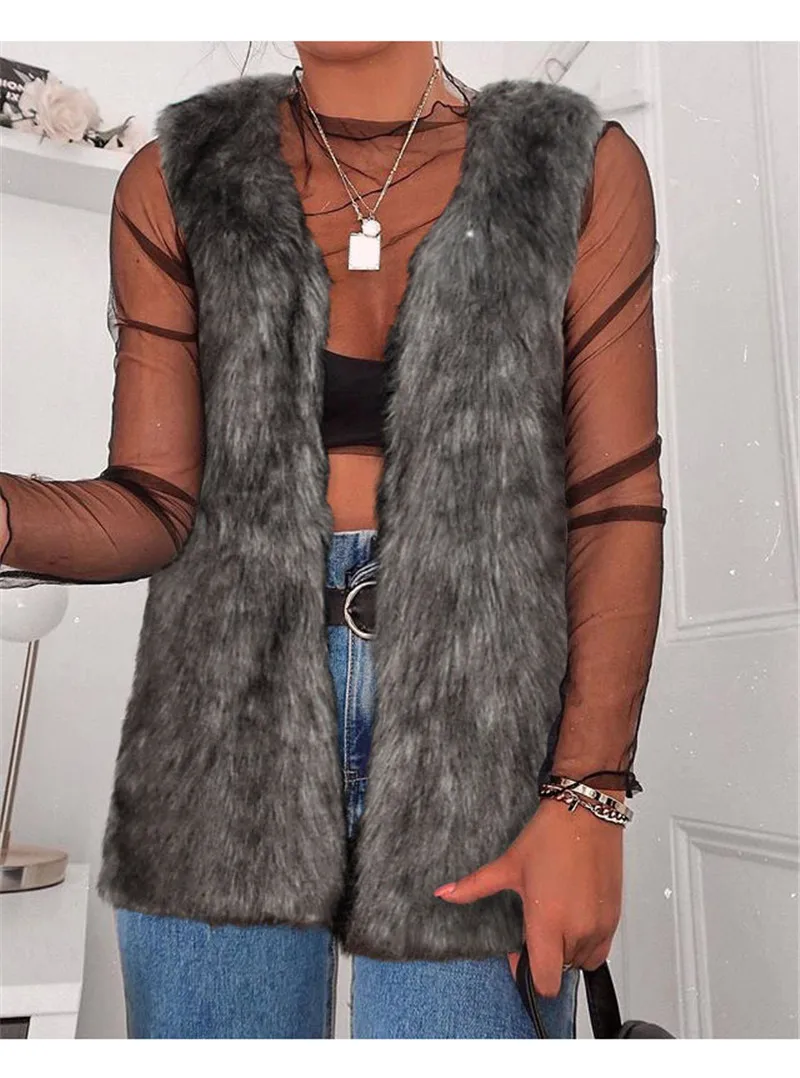 Women's autumn and winter new imitation fur sleeveless shirt vest European and American fashion fashion explosion models women's vest wild (8)