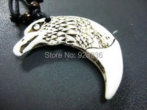 12 pcs Eagle Necklace Yak Bone Pendants Supporter Talismans Necklace Men Women Gift Adjustable Rope