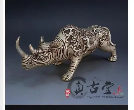 

Тибетский серебряный резной Kirin & Big Фигурка Носорога Белый Медный Серебряный Бронзовый магазин фабрики
