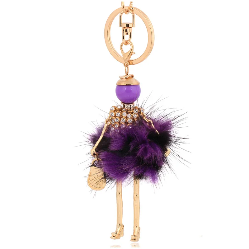 

fluffy fur ball keychains pompom women bag fur key chain cute keyring car pendant bag charm key ring jewelry