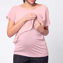 Женские топы с коротким рукавом, Однотонная футболка для грудного вскармливания, Одежда для беременных, топы для кормления, летняя футболка для беременных, Ropa Embarazada
