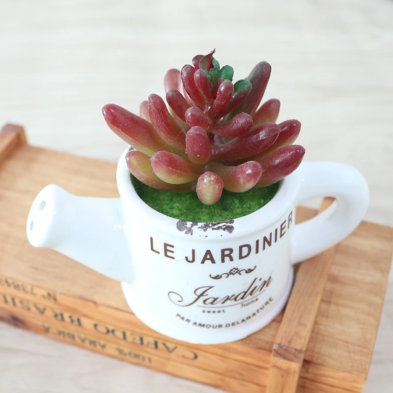 artificial plastic flowers with Ceramics vase cute artificial flower set home decoration for wedding flowers decoration (3)
