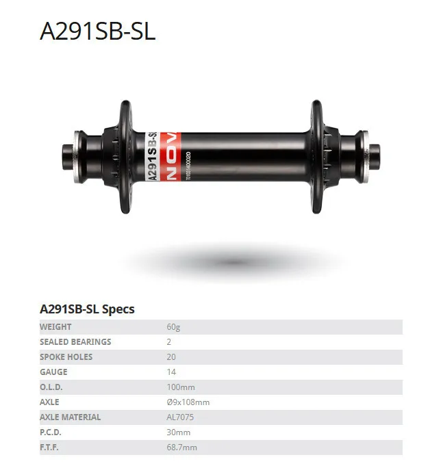 Супер легкий 60 г SL Новатек A291SB-SL дорожный велосипед передний ступичный узел 20 ч черного, белого и красного цветов ключ отверстия 100 мм AL7075 14 калибра, 2 герметичные подшипники