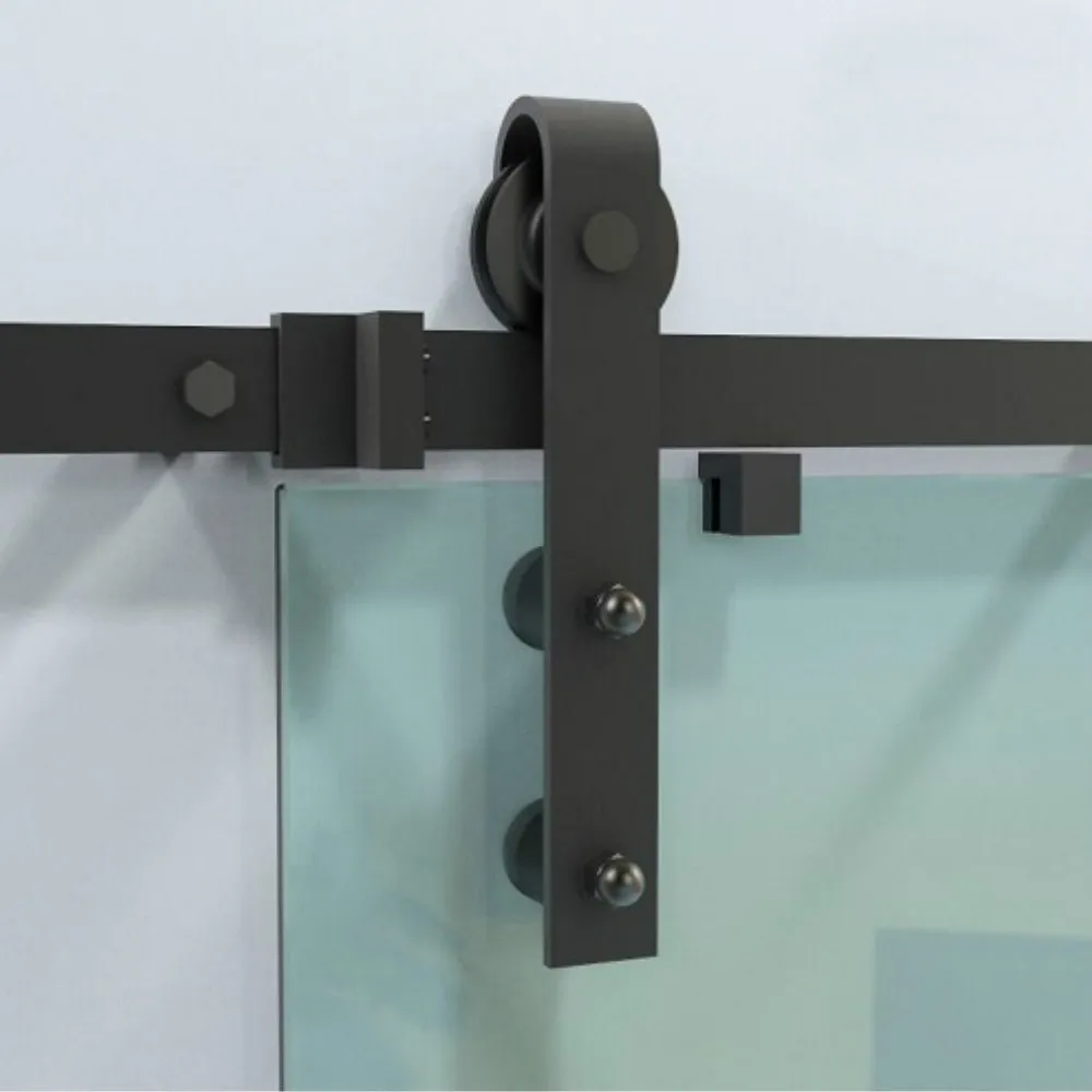 (USA Free Shipping ) 10ft/12ft Rustic black sliding glass barn door