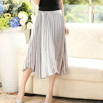 

The new irregular pleated skirts women 's high waist elastic waist chiffon skirt spring 2017