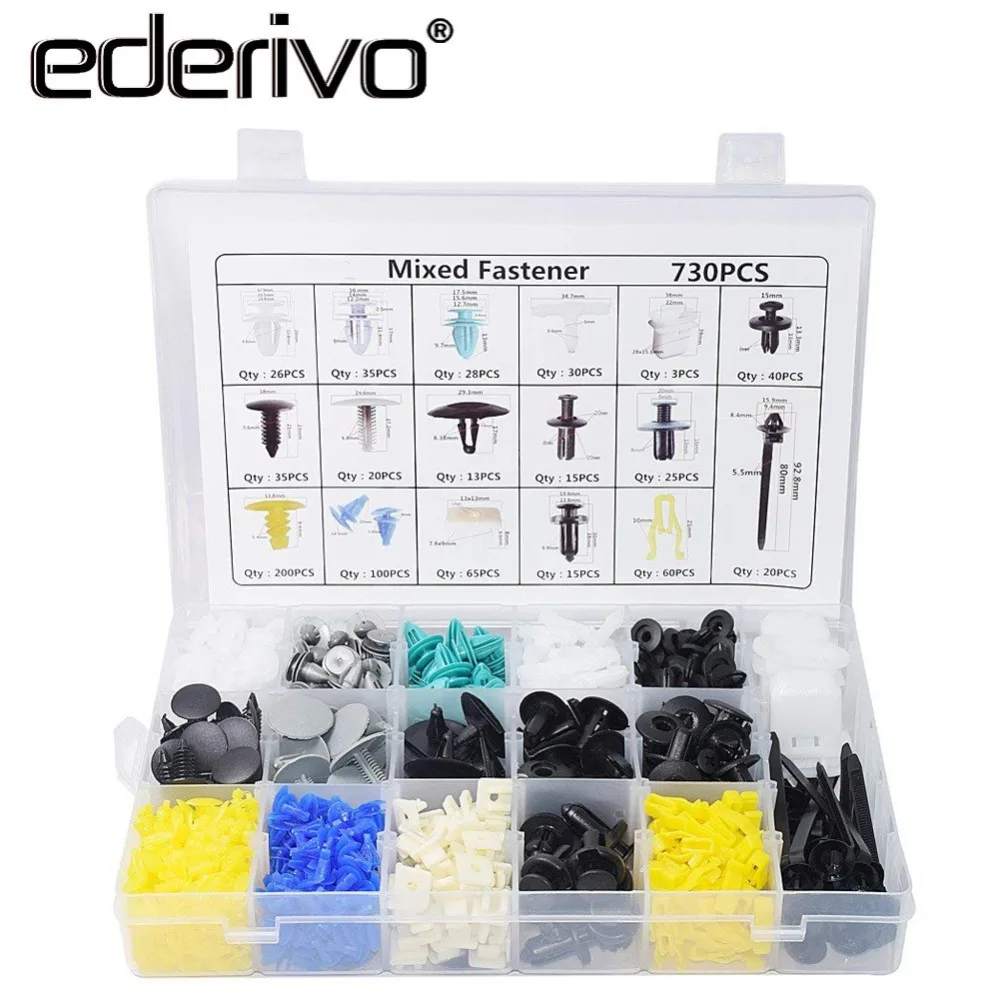 

Ederivo 730PCS Car Fastener Universal Bumper Fixed Clamp Push Type Rivet Retainer Clip Fastener Repair Installer Removal Tools