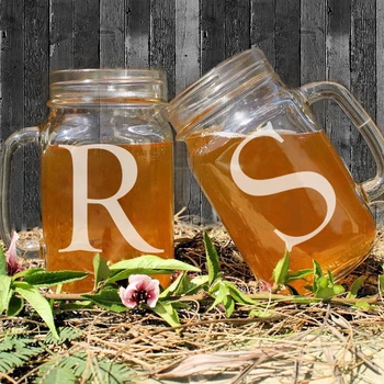 

Couple Mason Jars Romantic Mson Jas Glass Mug Apply for Water Juice and Beverage Custom Initials Personalized Mason Jars Bulk