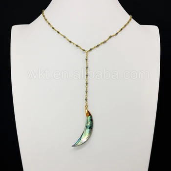 WT-N678 Raw abalone shell pendant necklace for wholesale ,beautiful rosary rosary pyrite beads chain necklace choker necklace